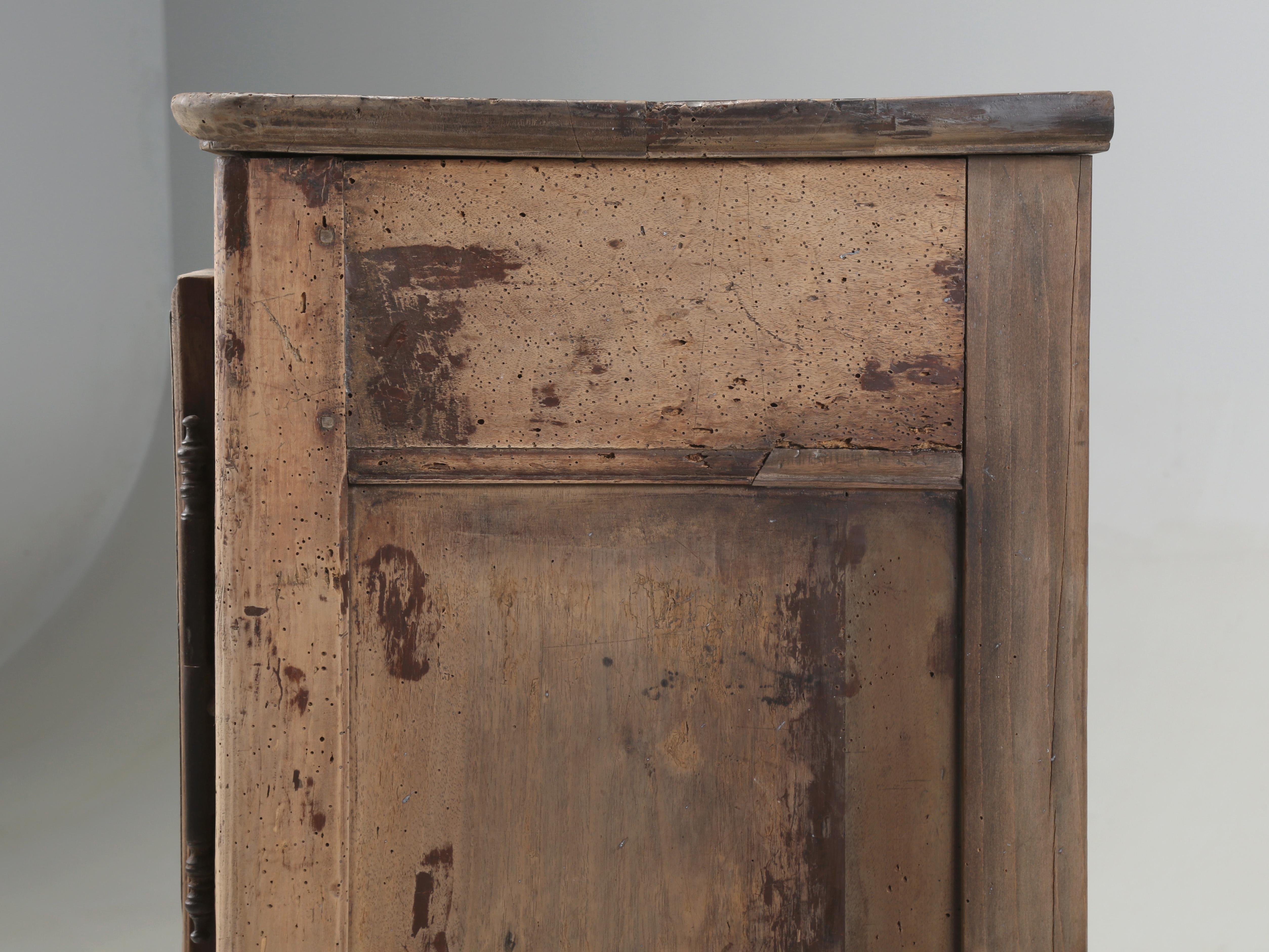 Hand-Carved Antique Rustic French Buffet c1700's Structurally Restored Cosmetically Original For Sale