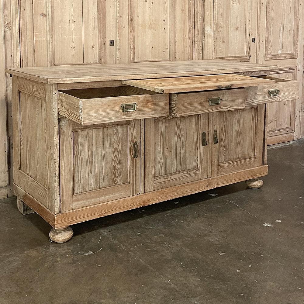 Antique Rustic French Buffet ~ Credenza in Stripped Pine 3