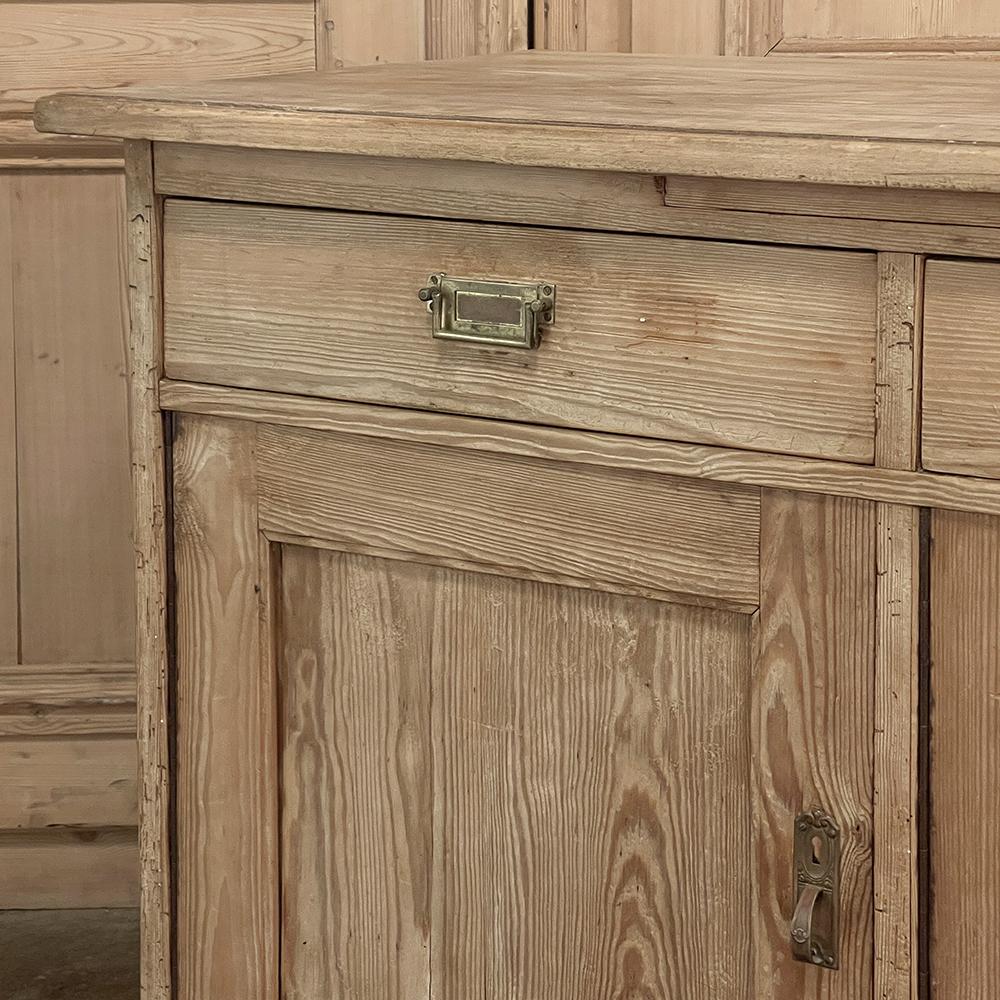Antique Rustic French Buffet ~ Credenza in Stripped Pine 11
