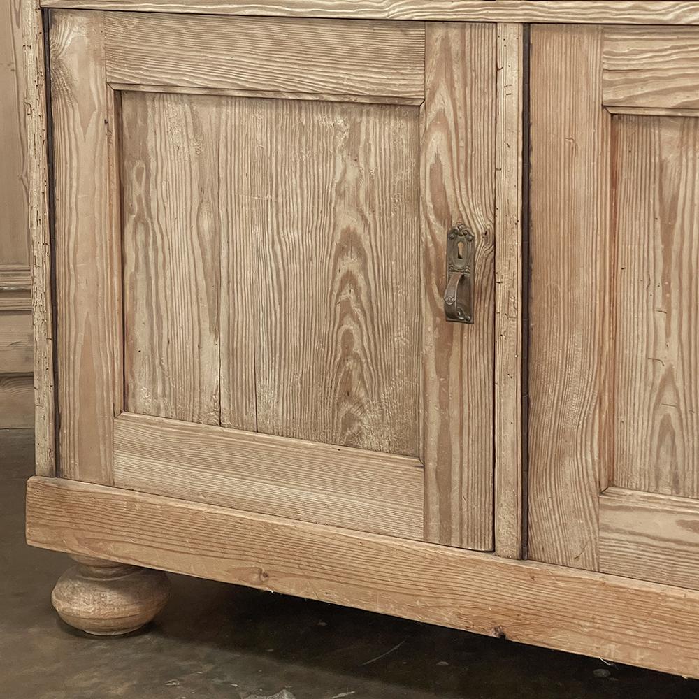 Antique Rustic French Buffet ~ Credenza in Stripped Pine 12