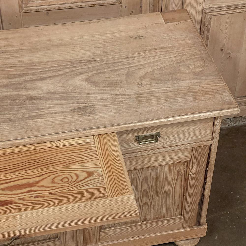 Early 20th Century Antique Rustic French Buffet ~ Credenza in Stripped Pine