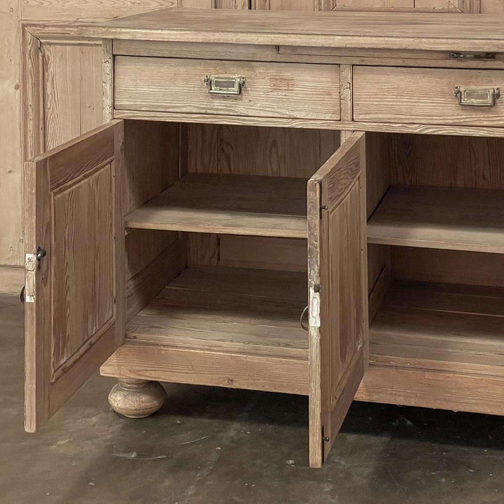 Antique Rustic French Buffet ~ Credenza in Stripped Pine 1