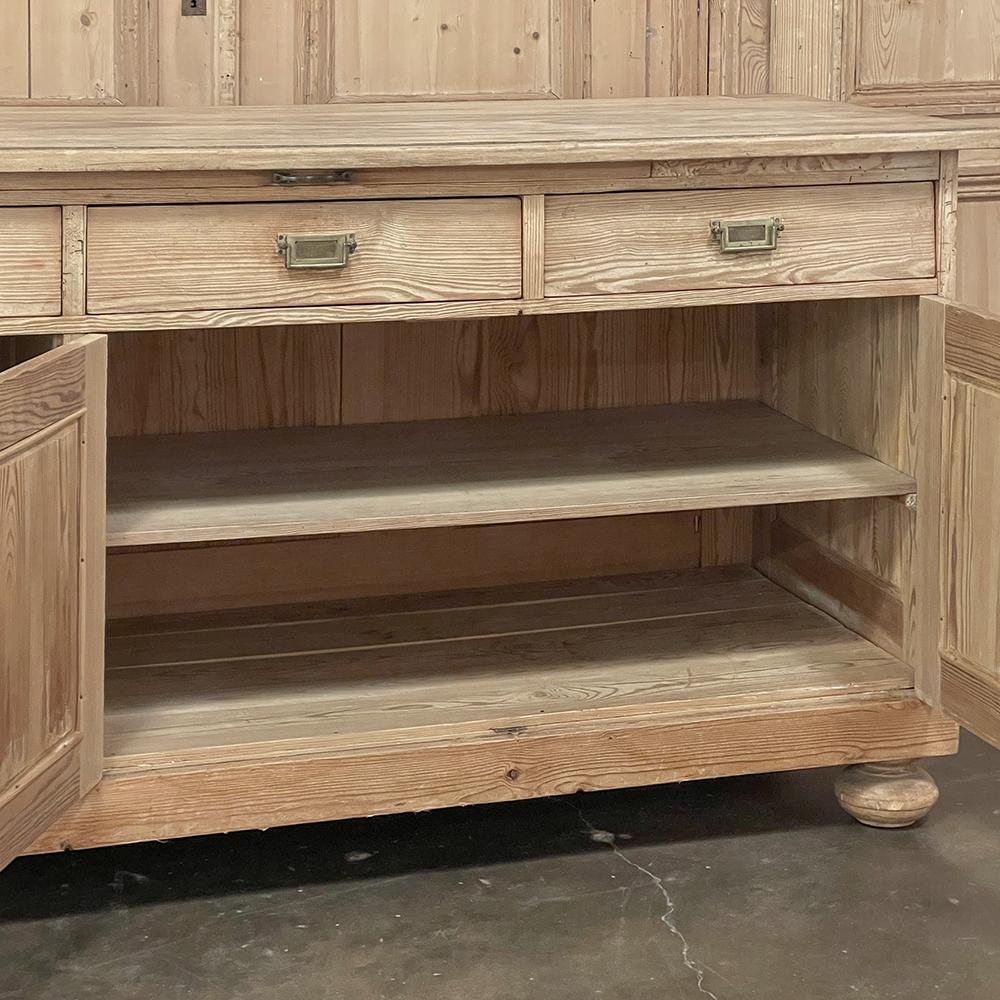 Antique Rustic French Buffet ~ Credenza in Stripped Pine 2