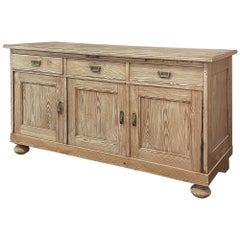 Antique Rustic French Buffet ~ Credenza in Stripped Pine