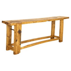 Antique Rustic French Carpenter's Work Table Workbench Console Table