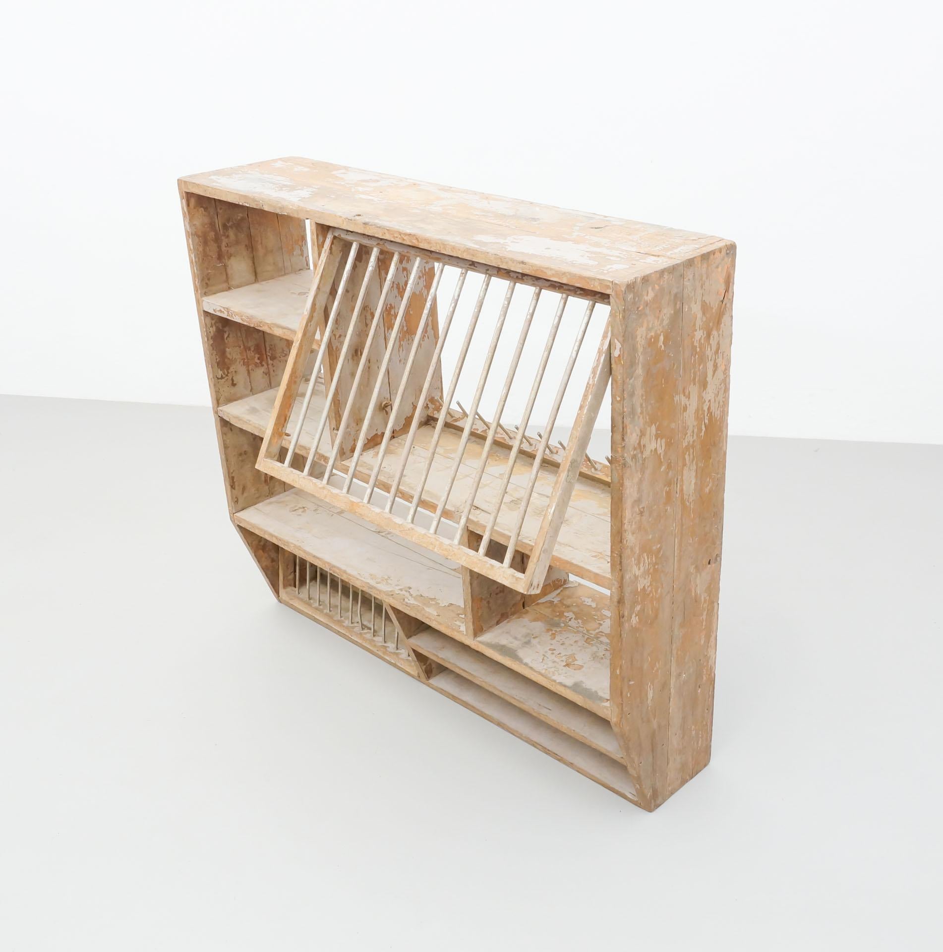 Antique Rustic French Dish Rack Cabinet, circa 1930  2