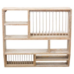 Antique Rustic French Dish Rack Cabinet, circa 1930