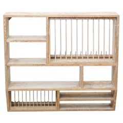 Antique Rustic French Dish Rack Cabinet, circa 1930 