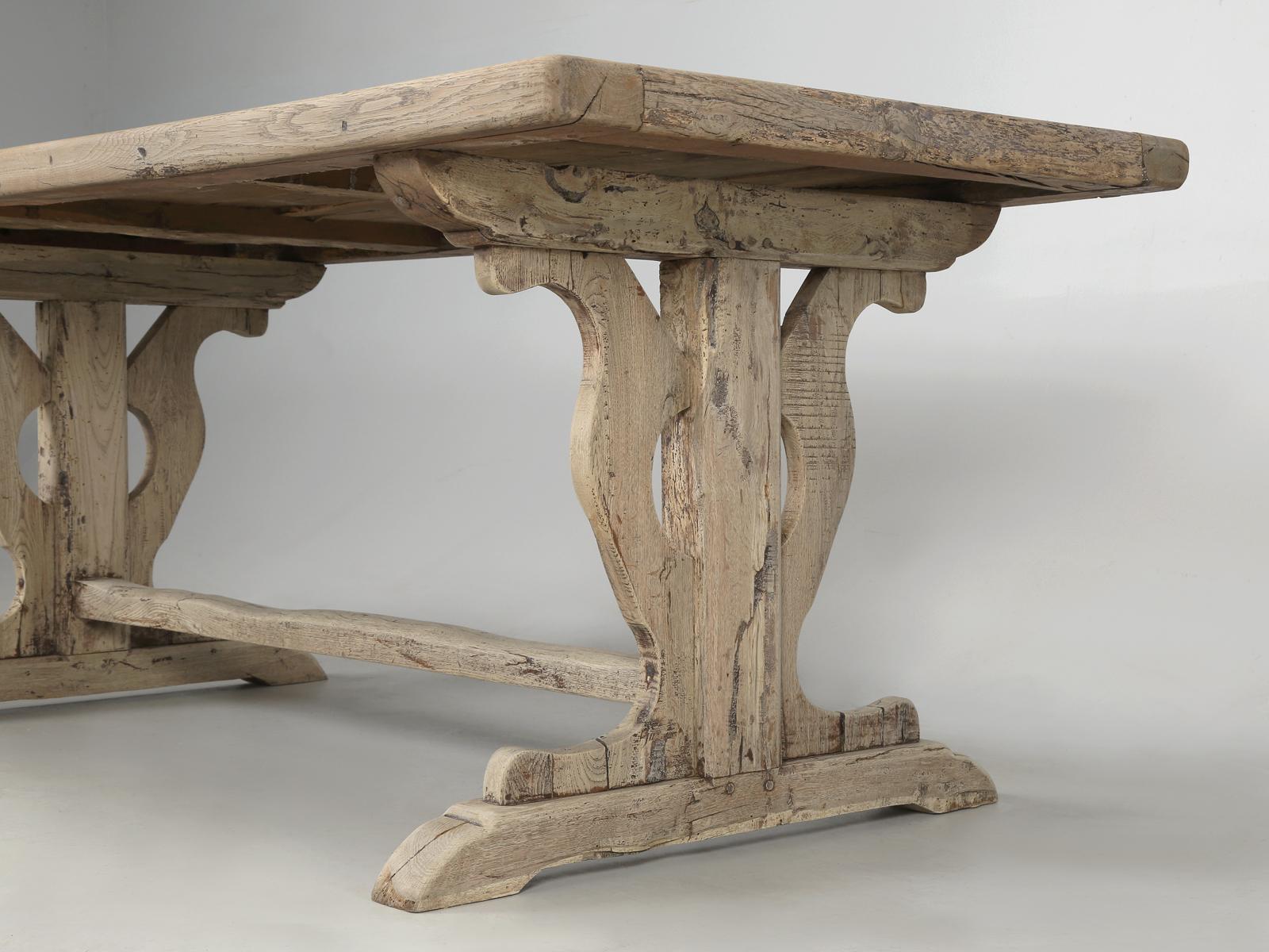 Antique Rustic French Oak Trestle Farm or Dining Table in its Original Finish 5