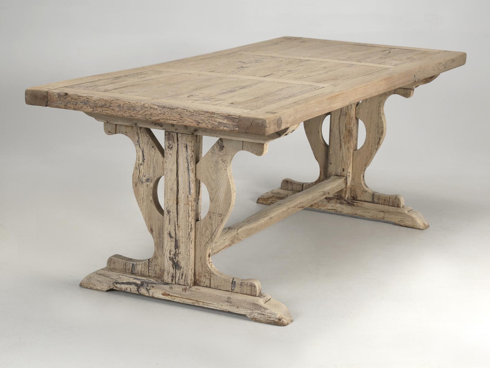 Antique Rustic French Oak Trestle Farm or Dining Table in its Original Finish 9