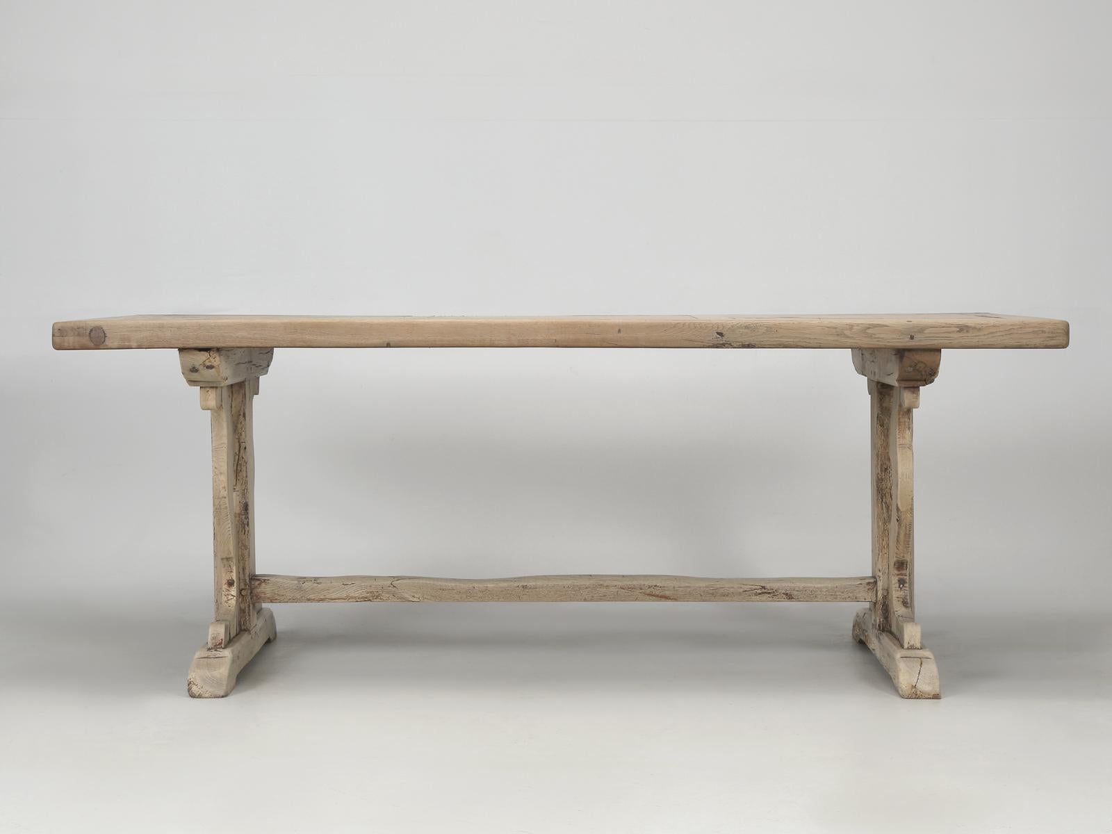 Antique Rustic French Oak Trestle Farm or Dining Table in its Original Finish 4