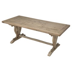 Antique Rustic French Oak Trestle Farm or Dining Table in its Original Finish