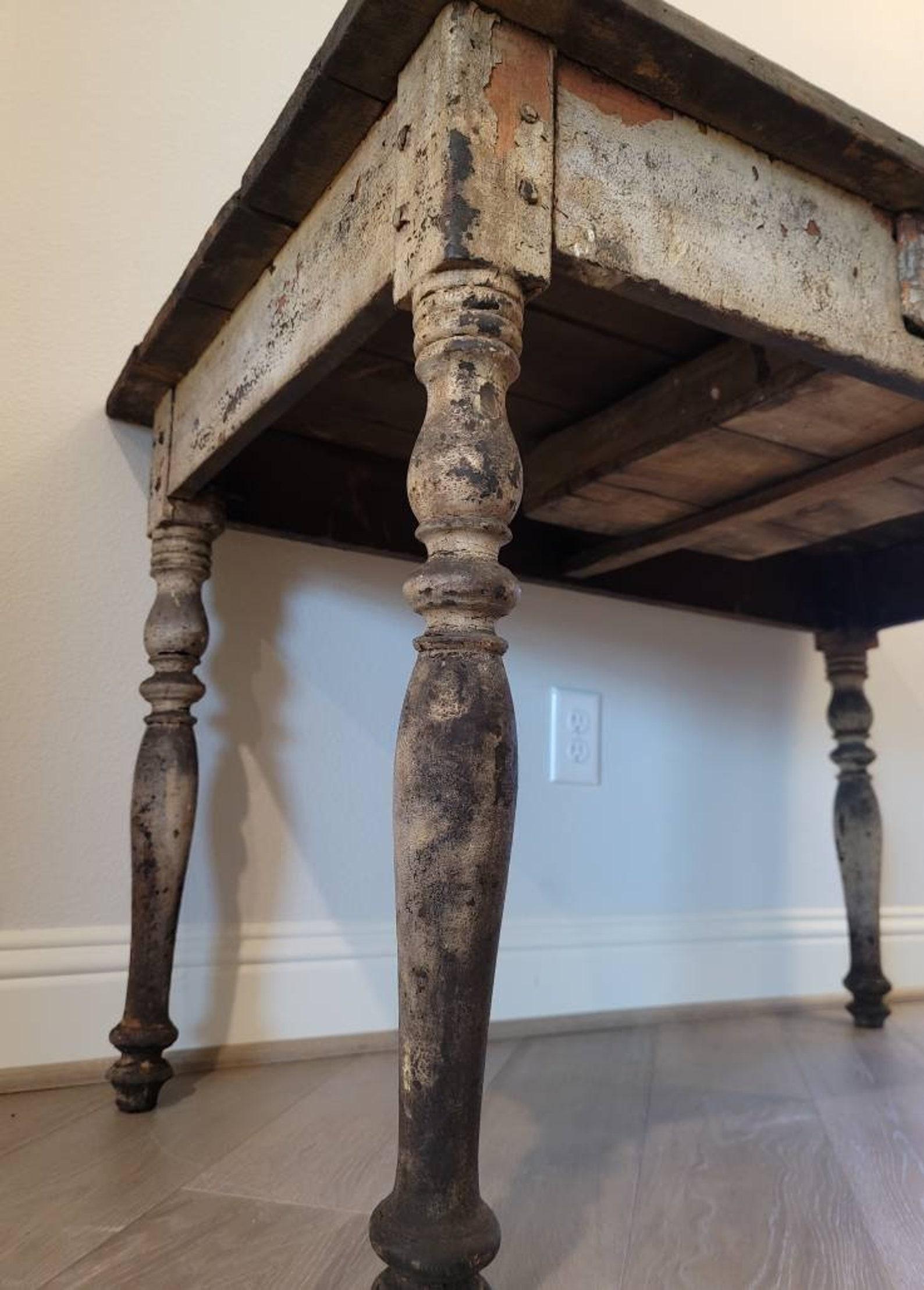 Antique Rustic French Painted Work Table For Sale 5