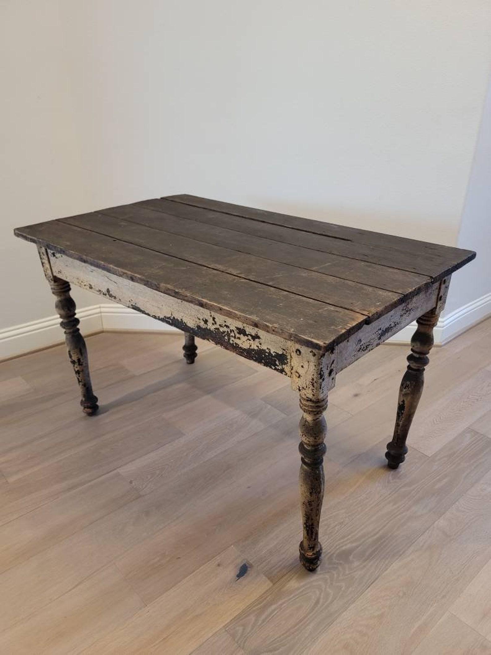 Metal Antique Rustic French Painted Work Table For Sale