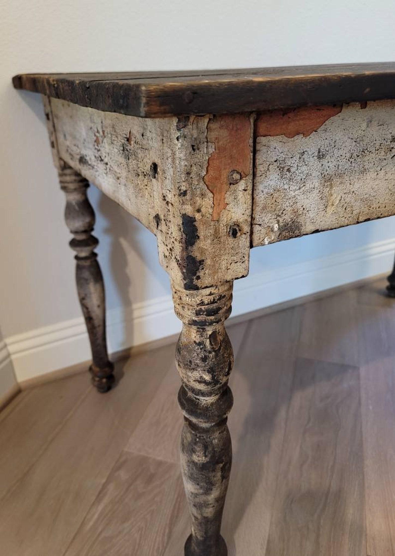 Antique Rustic French Painted Work Table For Sale 2