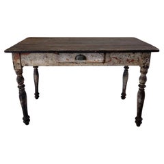 Antique Rustic French Painted Work Table