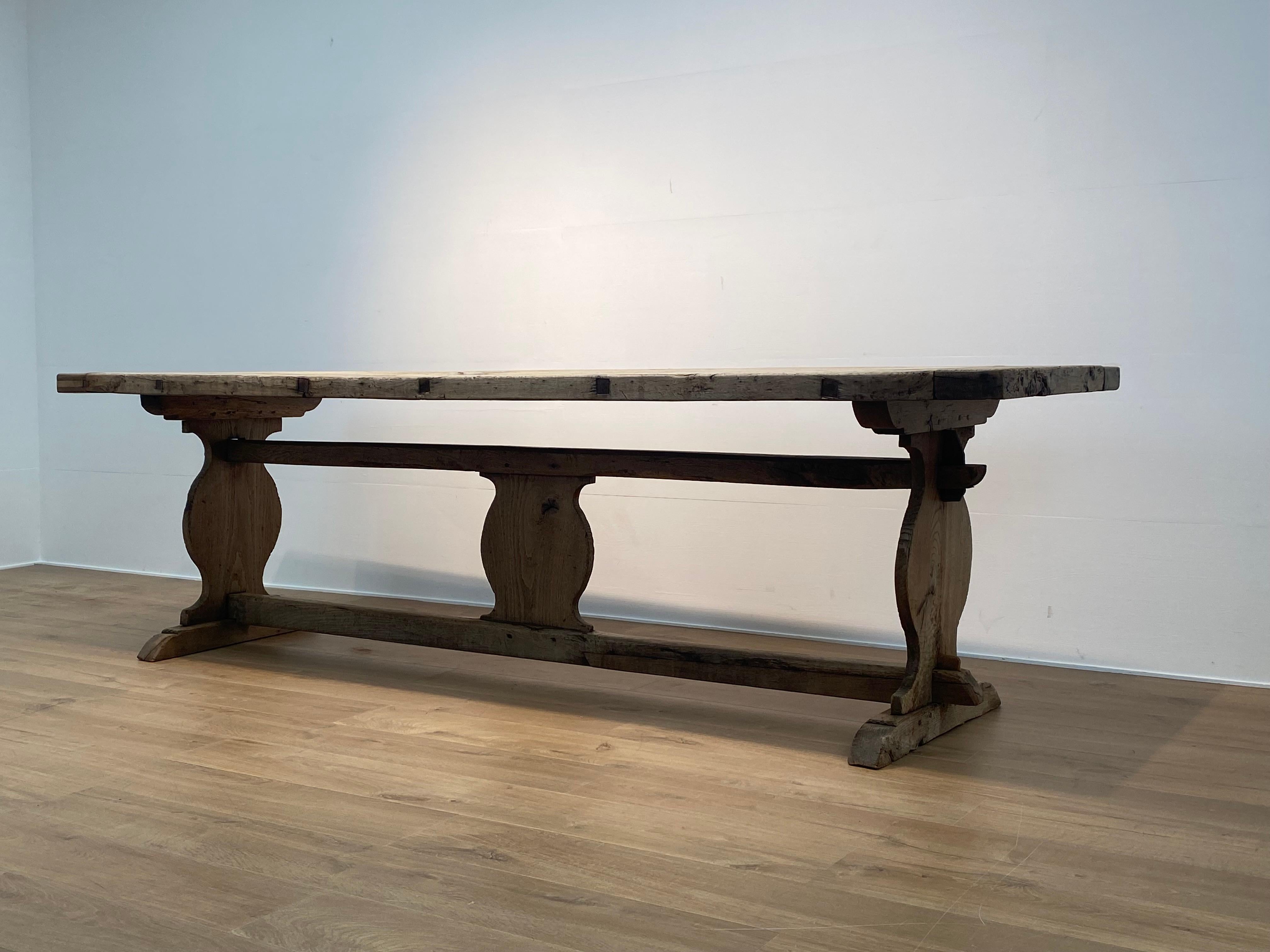 Antique Rustic French Refectory Table in  Bleached Oak For Sale 5