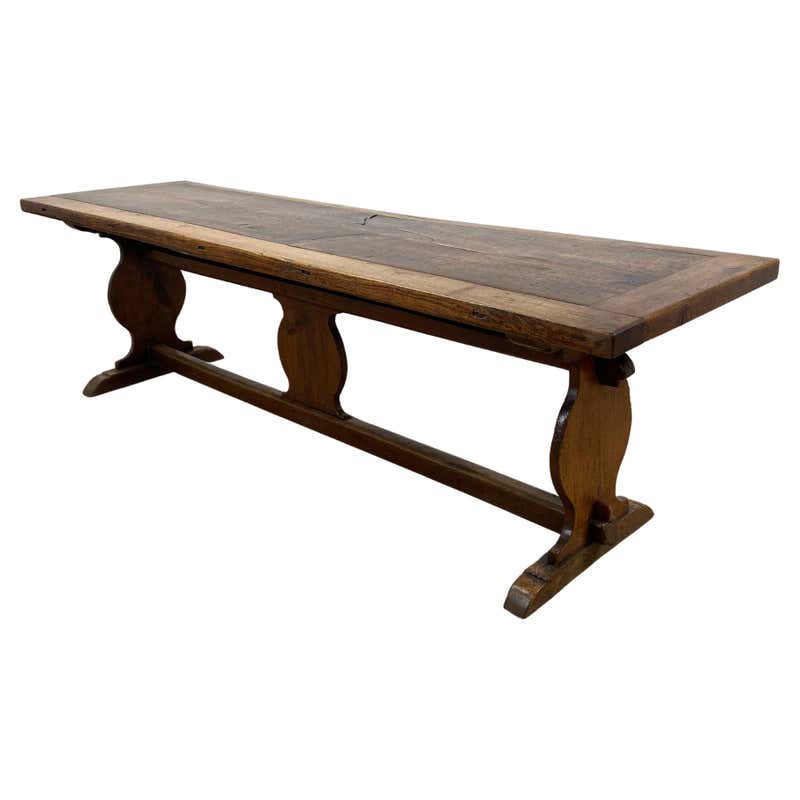 Rustic Antique French Rectangular Table in Oak and Walnut at 1stDibs