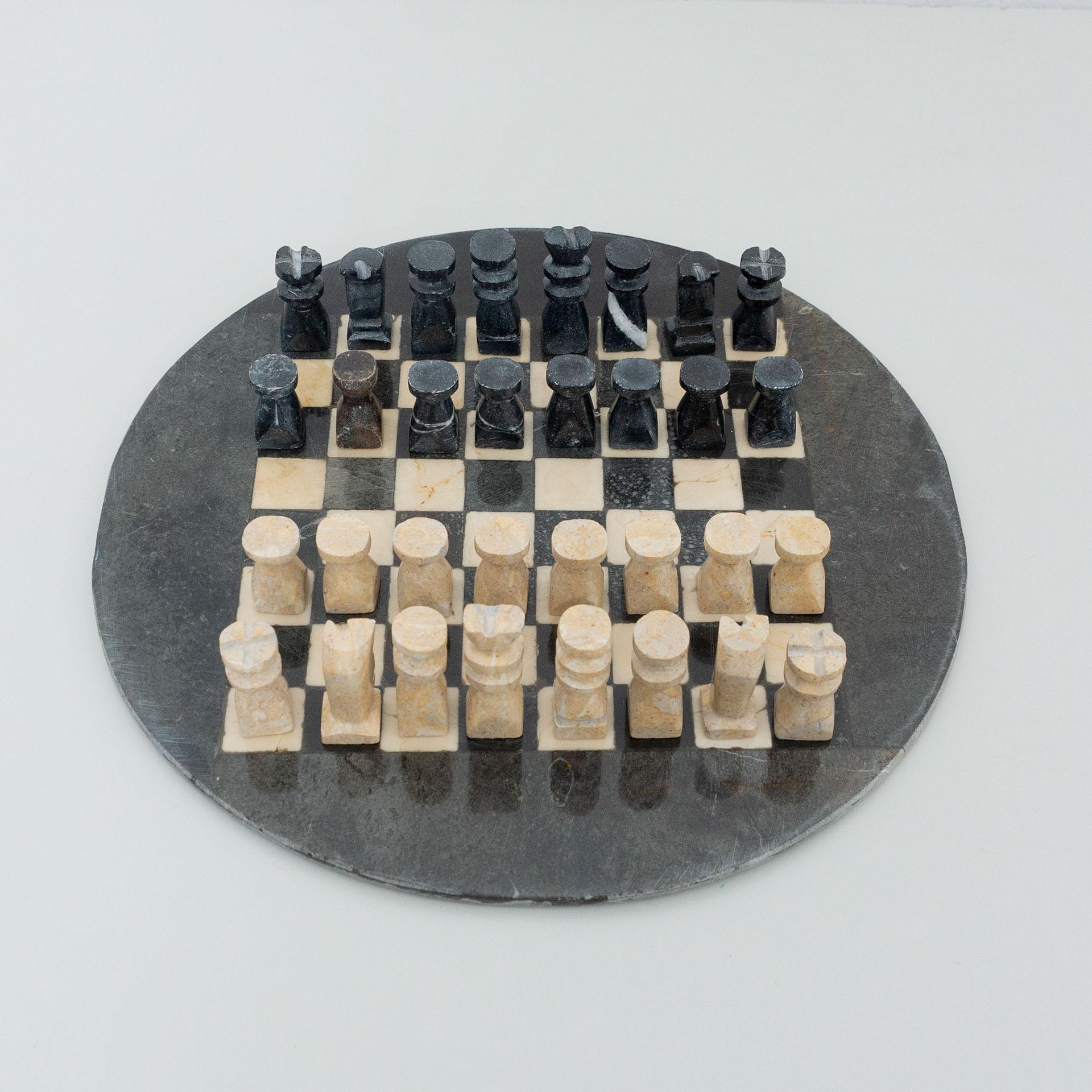 Mid-20th Century Antique Rustic French Stone Chess, circa 1940 For Sale
