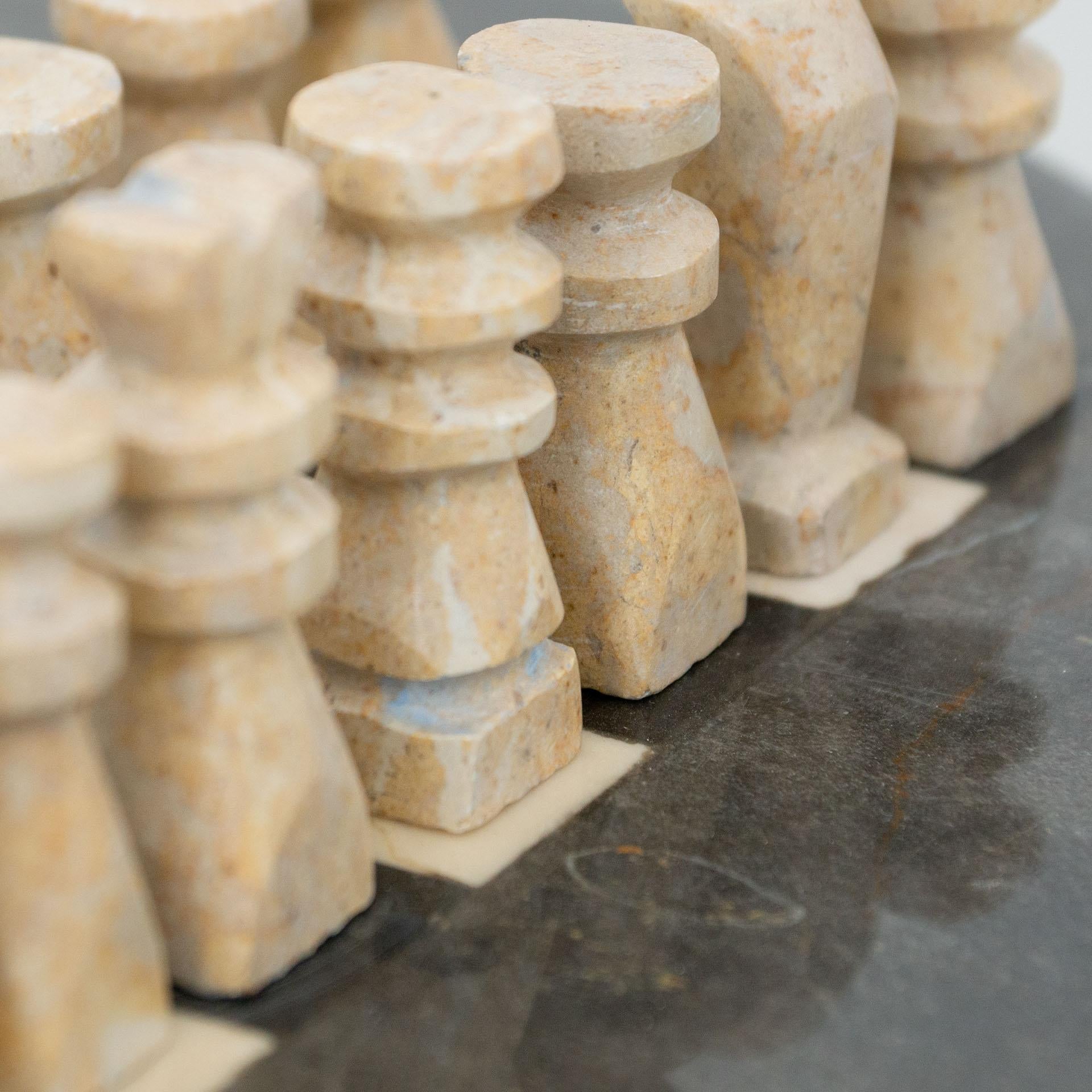 Antique Rustic French Stone Chess, circa 1940 4