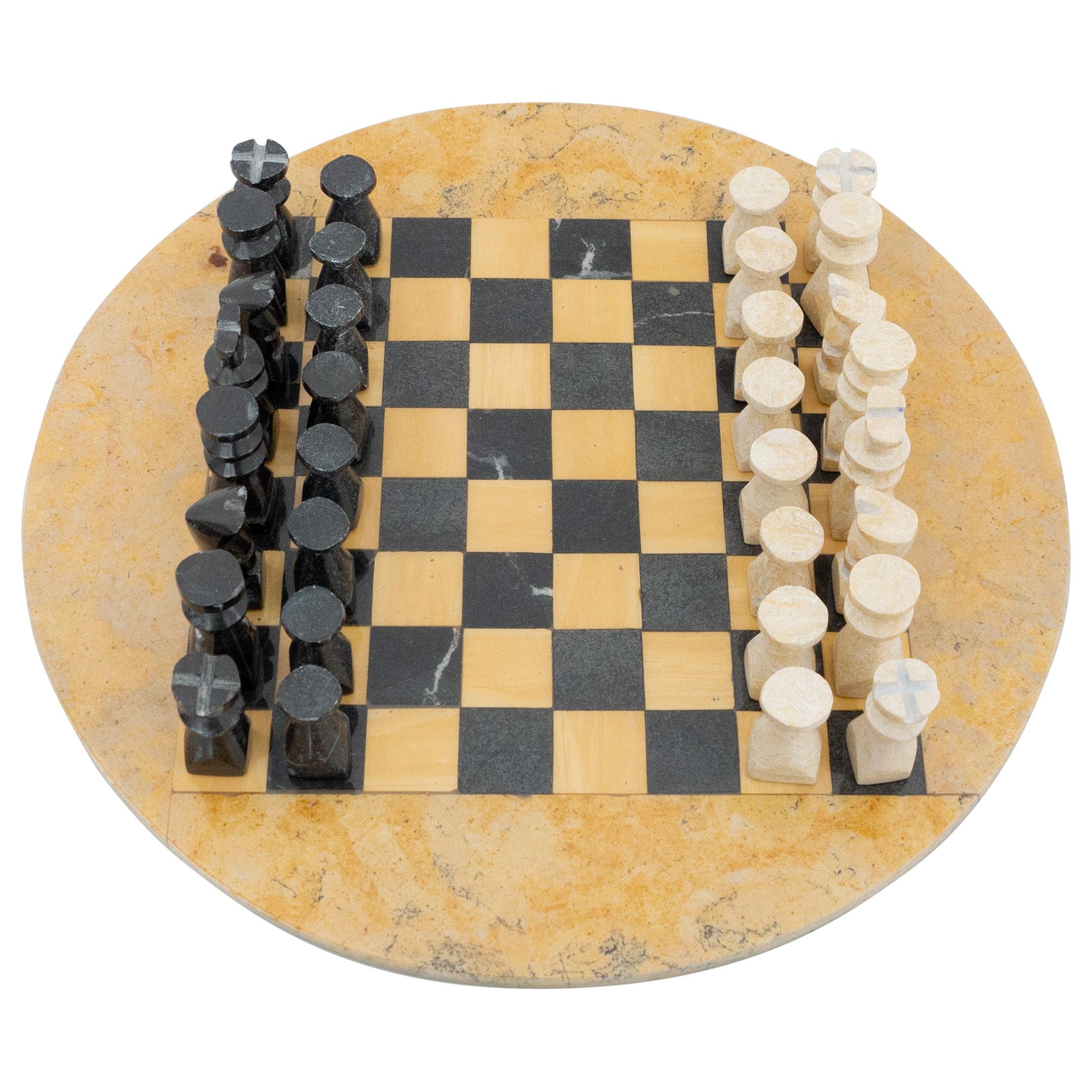 Antique Rustic French Stone Chess, circa 1940