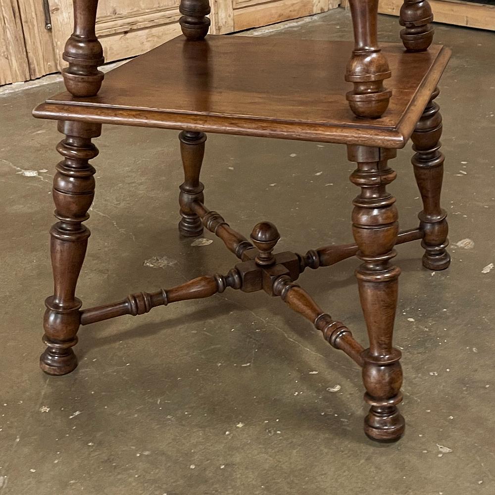 20th Century Antique Rustic French Walnut Drop Leaf End Table For Sale