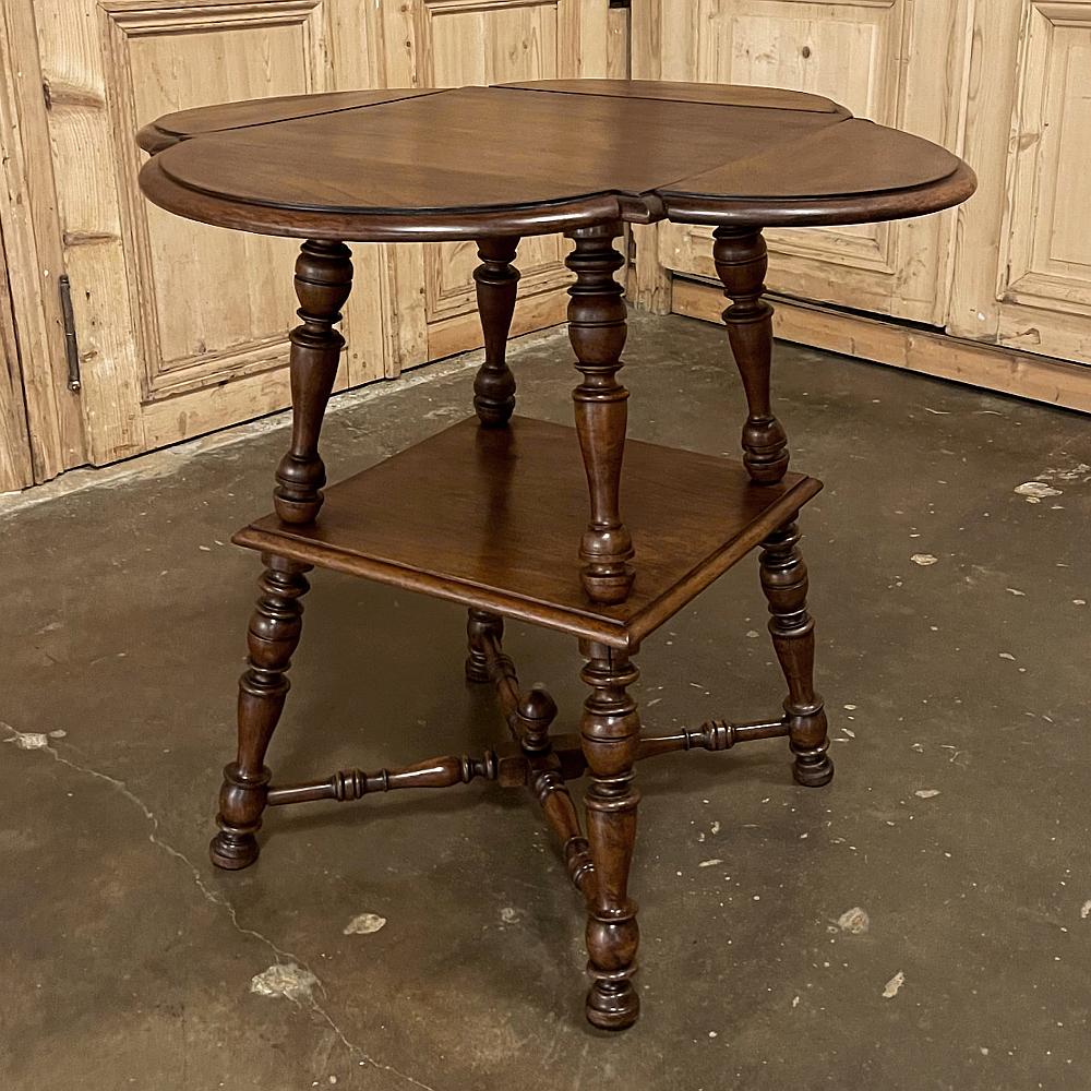 Antique Rustic French Walnut Drop Leaf End Table For Sale 2