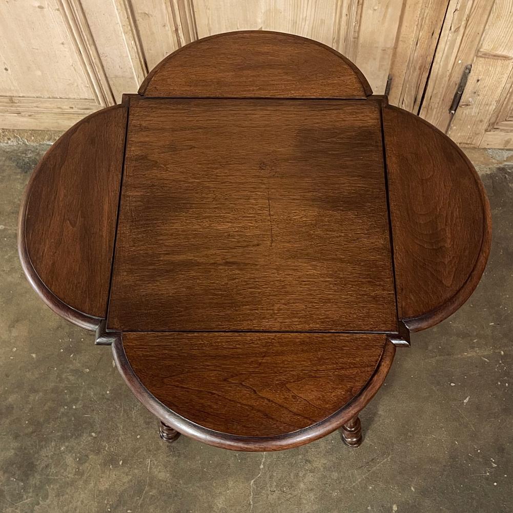Antique Rustic French Walnut Drop Leaf End Table For Sale 4