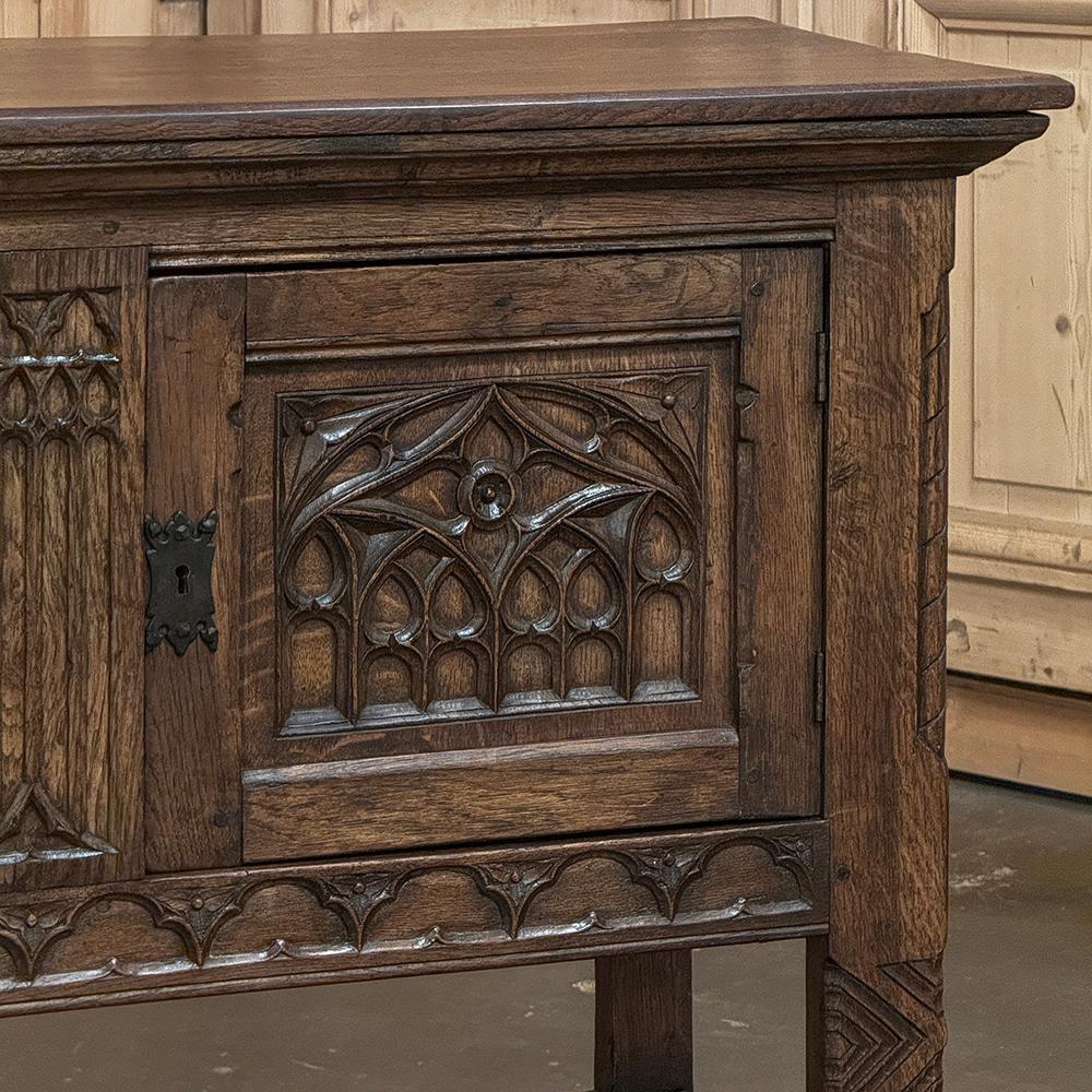 Ancienne console gothique rustique ~ meuble de rangement surélevé en vente 5