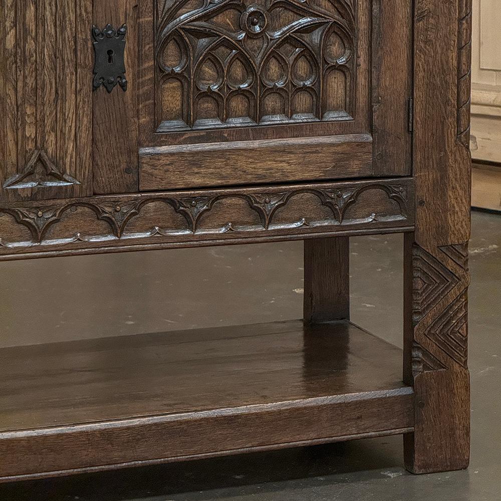 Antique Rustic Gothic Console ~ Raised Cabinet For Sale 6