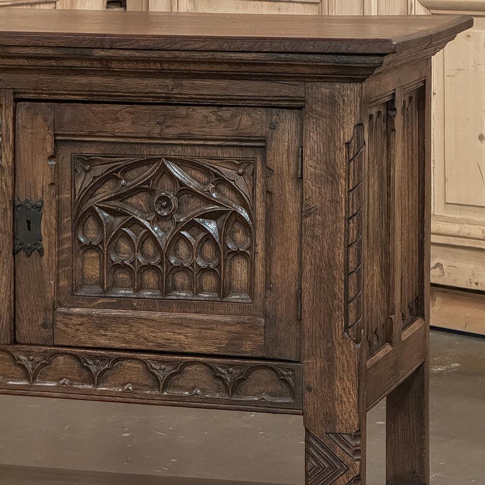 Antique Rustic Gothic Console ~ Raised Cabinet For Sale 7