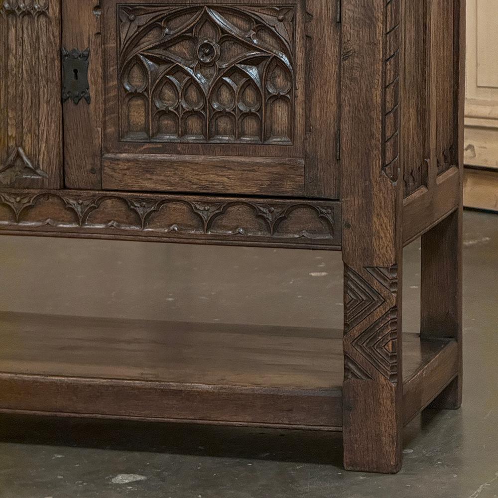 Antique Rustic Gothic Console ~ Raised Cabinet For Sale 8