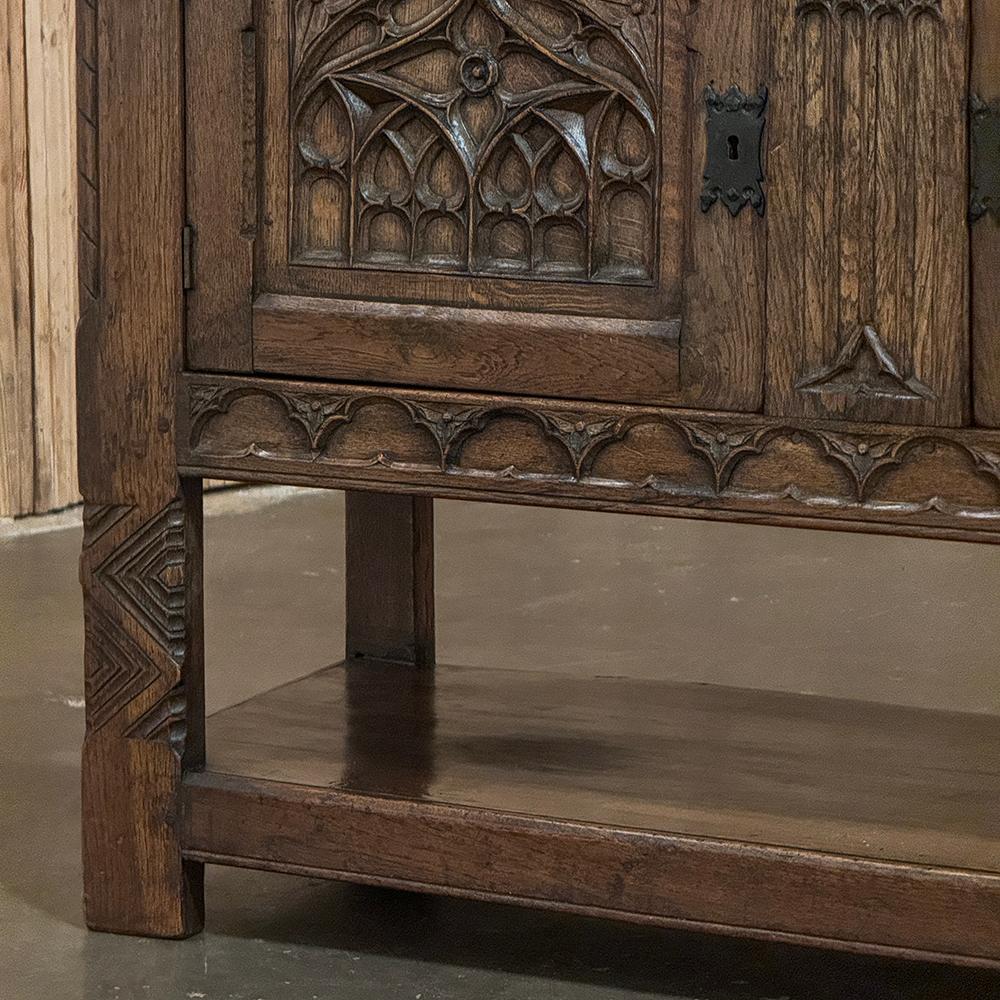Antique Rustic Gothic Console ~ Raised Cabinet For Sale 10