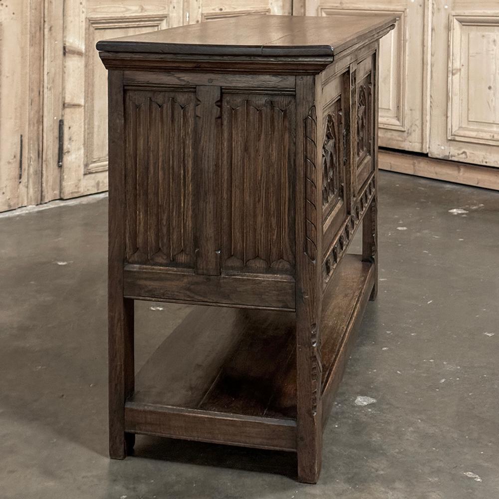 Ancienne console gothique rustique ~ meuble de rangement surélevé en vente 11