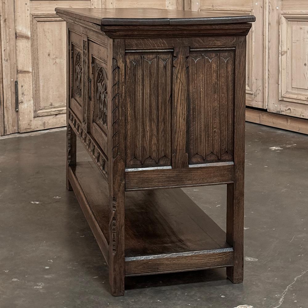 Ancienne console gothique rustique ~ meuble de rangement surélevé en vente 12