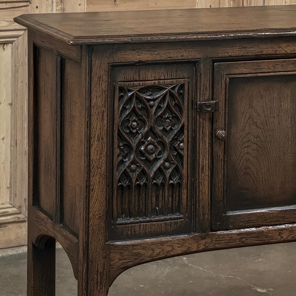 Antique Rustic Gothic Petite Raised Cabinet For Sale 2