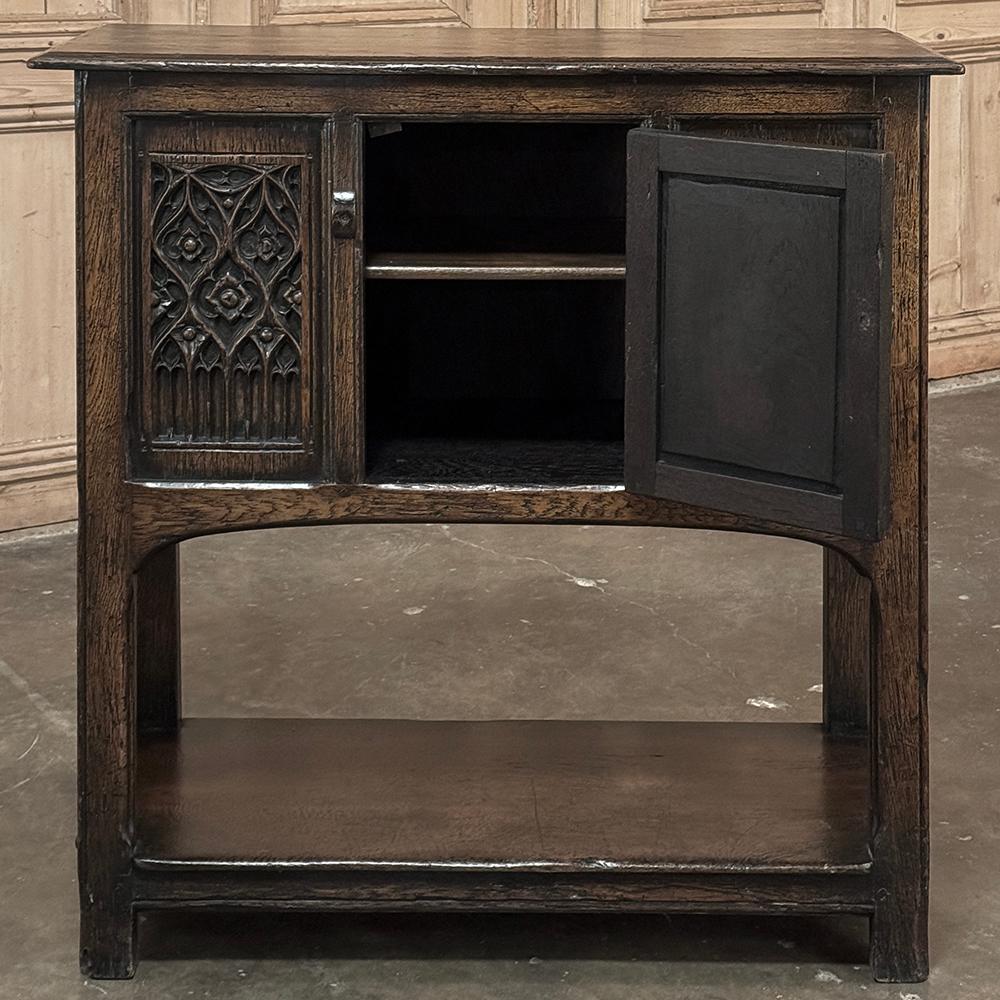 French Antique Rustic Gothic Petite Raised Cabinet For Sale