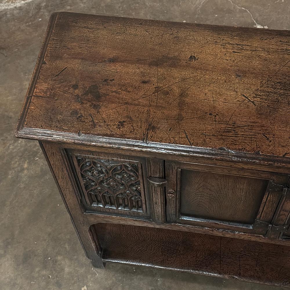 20th Century Antique Rustic Gothic Petite Raised Cabinet For Sale