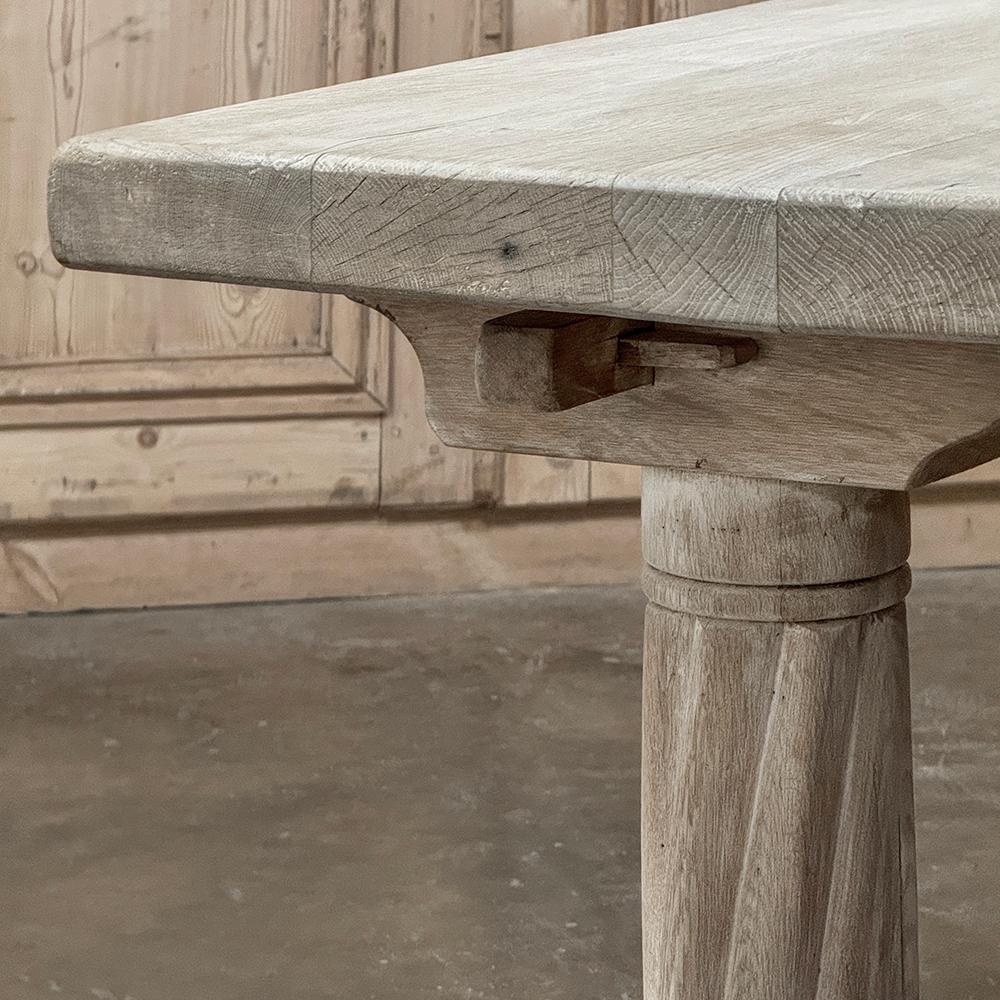 Antique Rustic Gothic Whitewashed Oak Dining Table For Sale 7