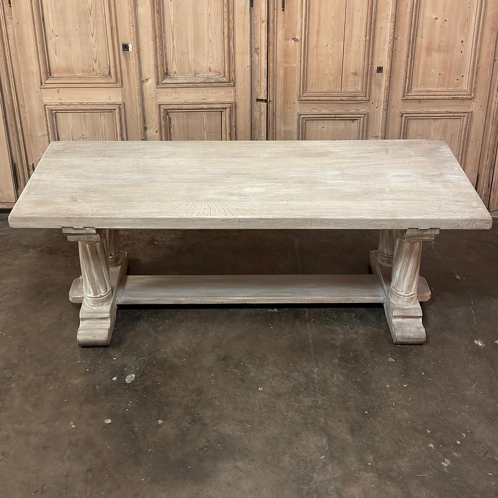 whitewashed wood dining table