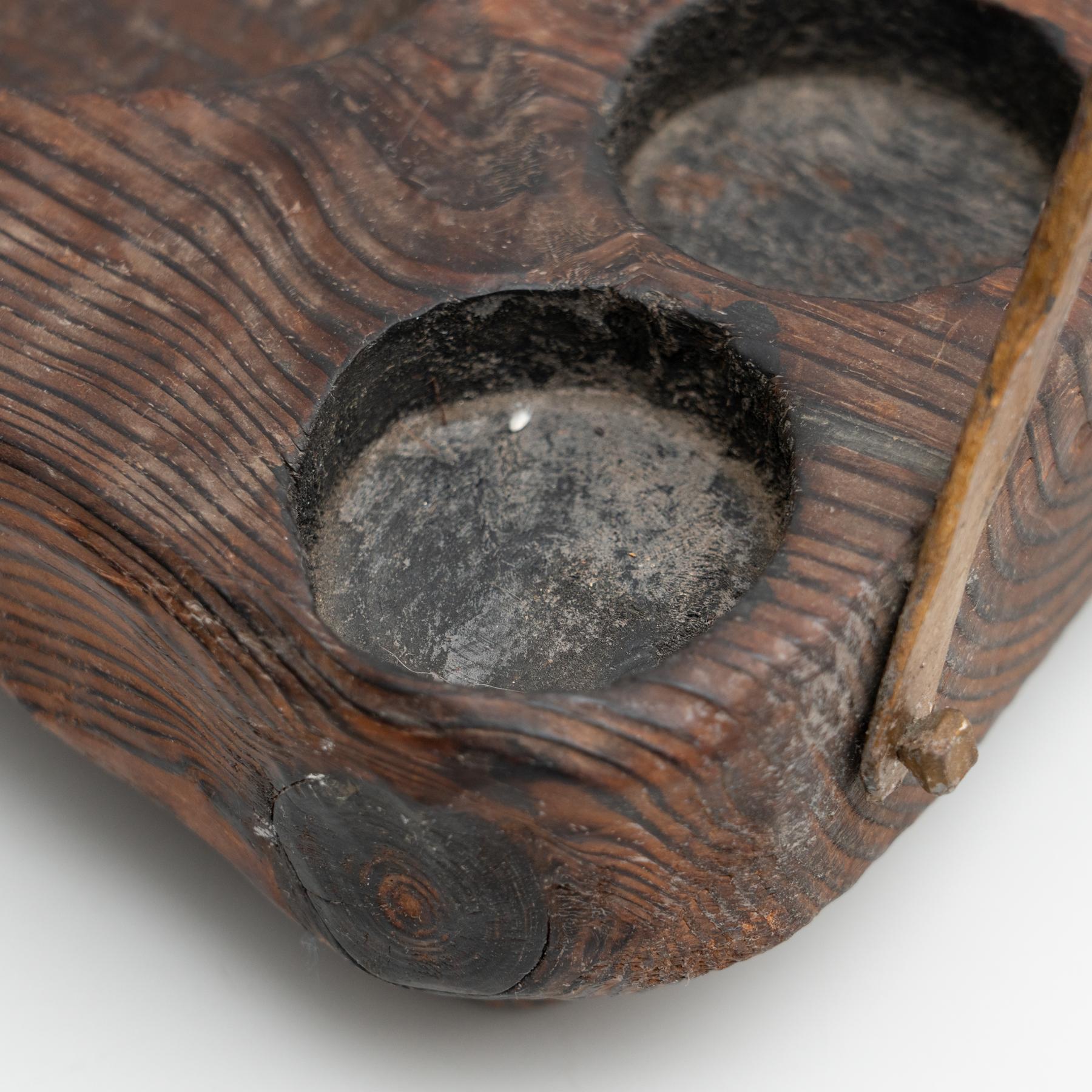 Antique Rustic Guited Iron and Wooden Tray, circa 1950 6