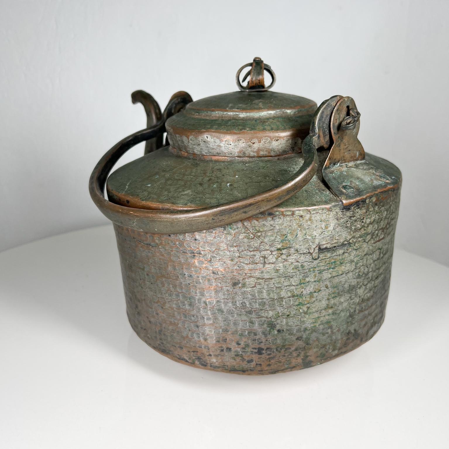 Antique Rustic Hammered Copper Tea Kettle with Flair For Sale at 1stDibs