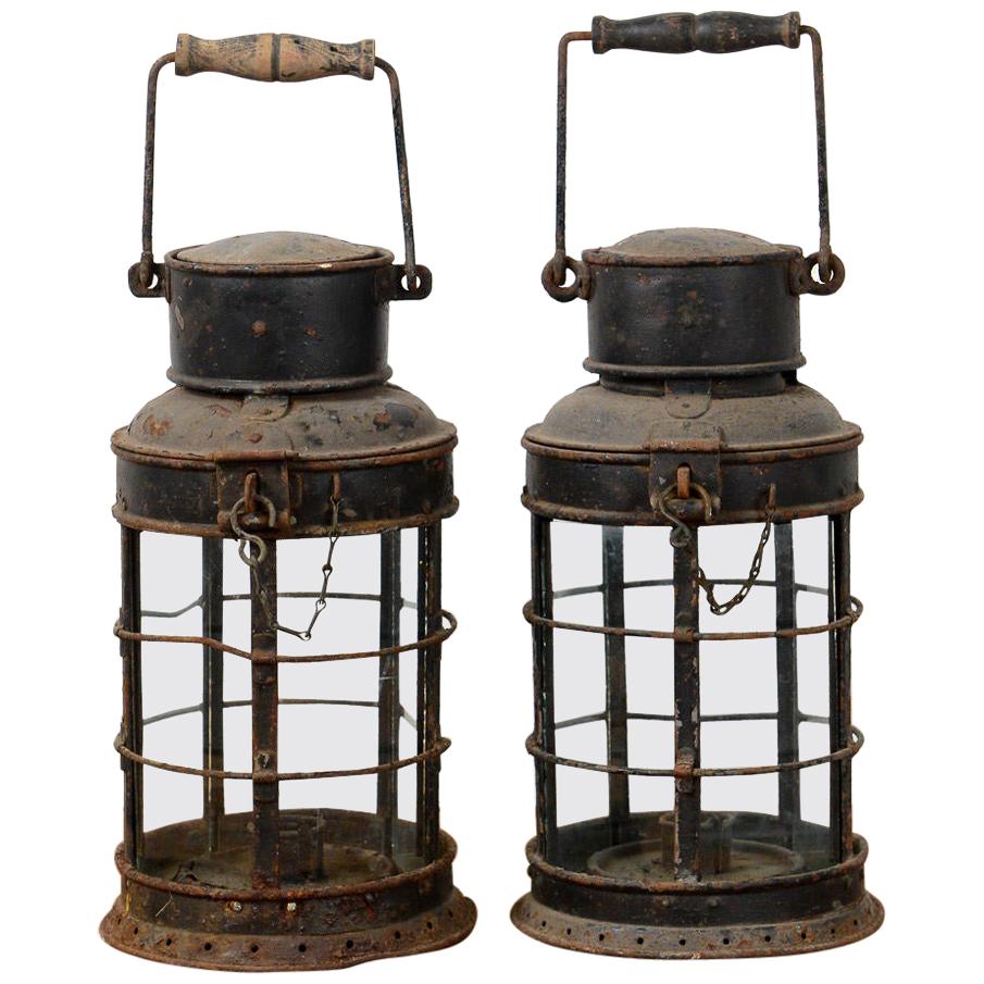 Antique Rustic Handheld Lanterns, 20th Century For Sale at 1stDibs