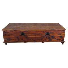 Antique Rustic Industrial Cedar Coffee Cocktail Table Trunk Blanket Chest Coffer