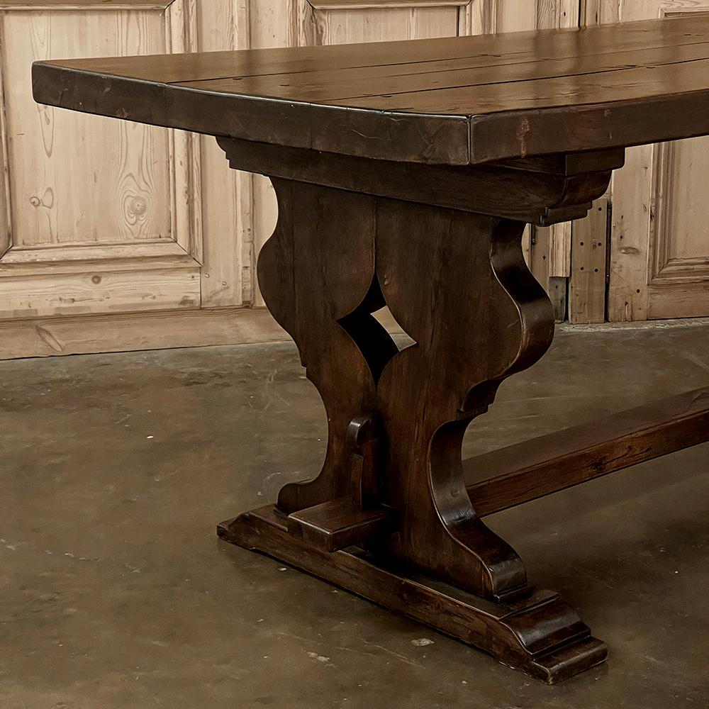 Antique Rustic Italian Style Trestle Farm Table For Sale 3