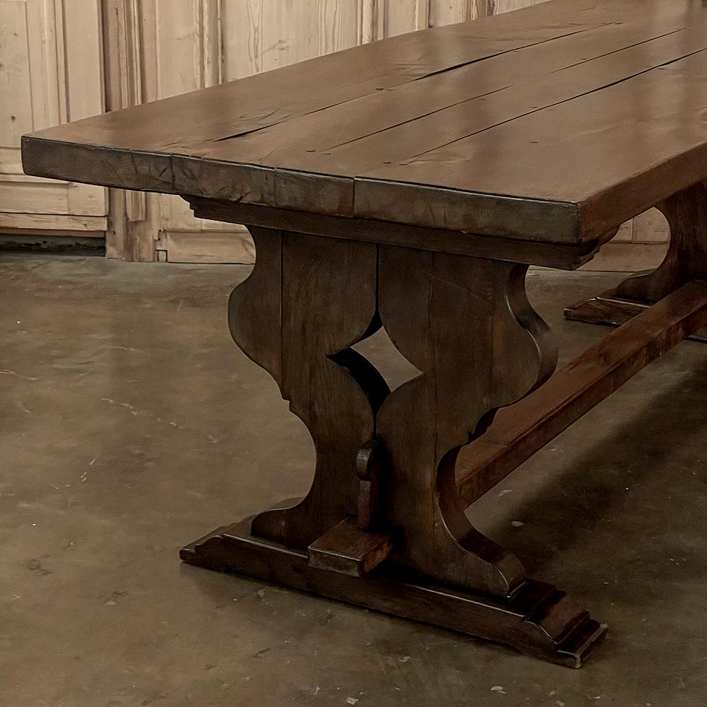 Antique Rustic Italian Style Trestle Farm Table For Sale 8