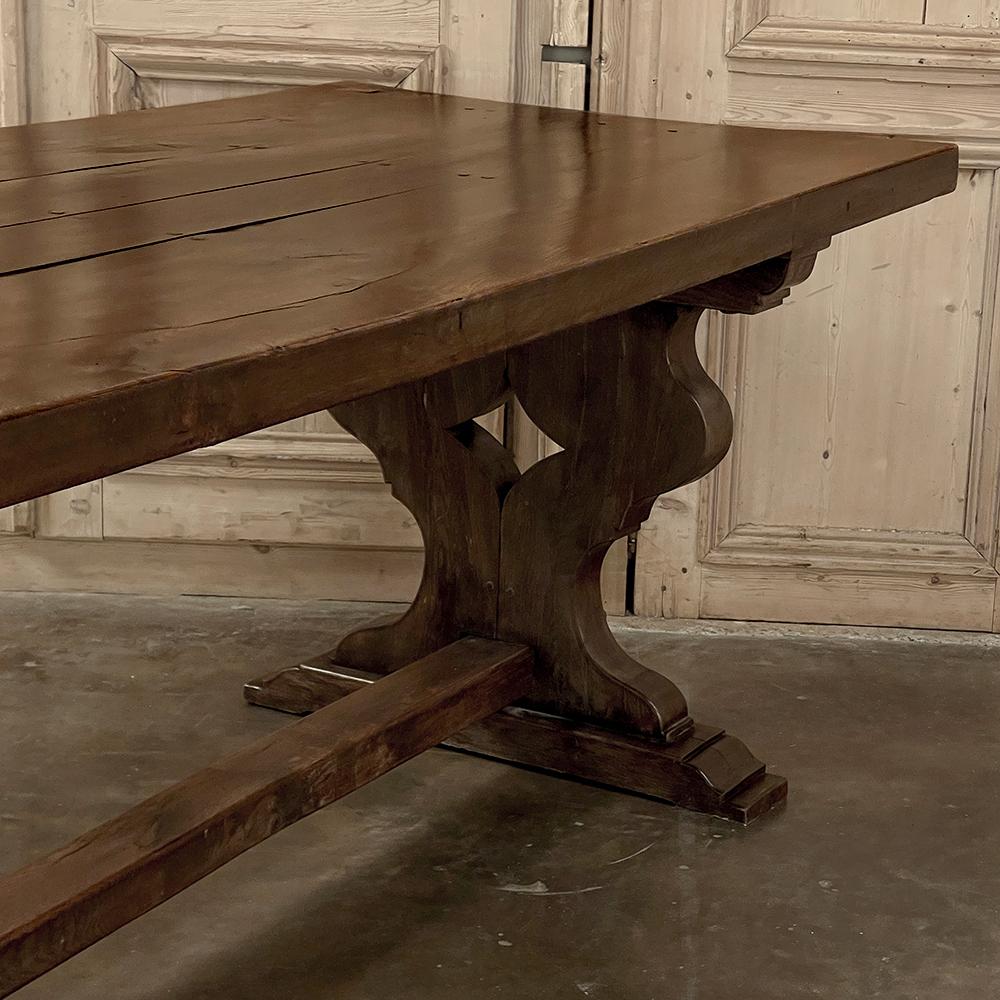 Antique Rustic Italian Style Trestle Farm Table For Sale 9