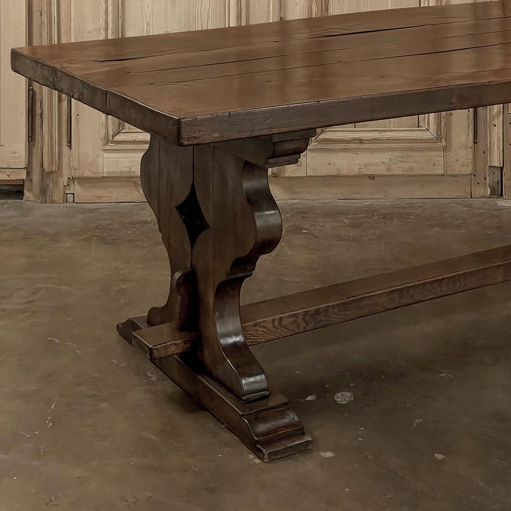Antique Rustic Italian Style Trestle Farm Table For Sale 10