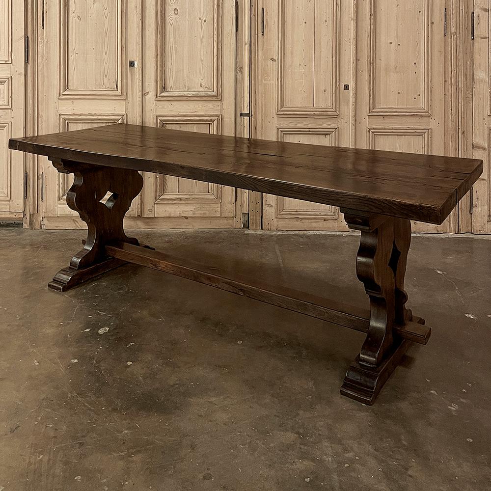 Belgian Antique Rustic Italian Style Trestle Farm Table For Sale