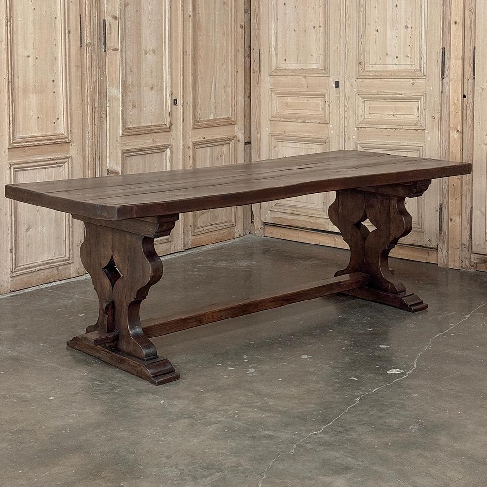 Rustique Table de ferme italienne ancienne et rustique à tréteaux en vente